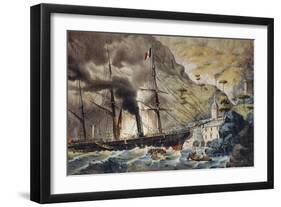 Fire on Creso in San Fruttuoso-null-Framed Giclee Print