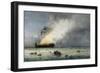 Fire on Steamboat Lexington, Colour Lithograph by Ferdinand Perrot, 19th Century-null-Framed Giclee Print