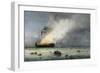 Fire on Steamboat Lexington, Colour Lithograph by Ferdinand Perrot, 19th Century-null-Framed Giclee Print