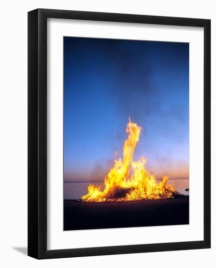 Fire on the beach, Gotland Island, Sweden-null-Framed Photographic Print