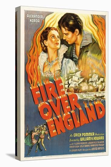 Fire over England, Flora Robson, Laurence Olivier, 1937-null-Stretched Canvas