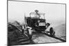 Fire Patrol Rides Steel Wheeled Car over Railroad Tracks-null-Mounted Art Print