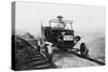 Fire Patrol Rides Steel Wheeled Car over Railroad Tracks-null-Stretched Canvas