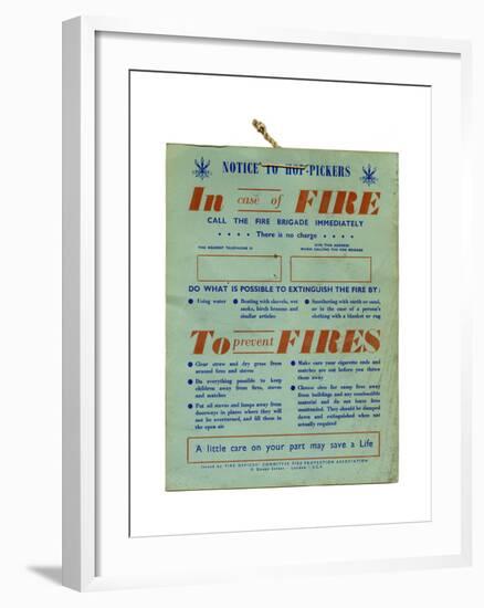 Fire Safety Hop Pickers-null-Framed Giclee Print