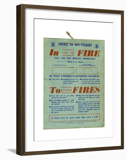 Fire Safety Hop Pickers-null-Framed Giclee Print