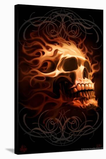 Fire Skull-Tom Wood-Stretched Canvas