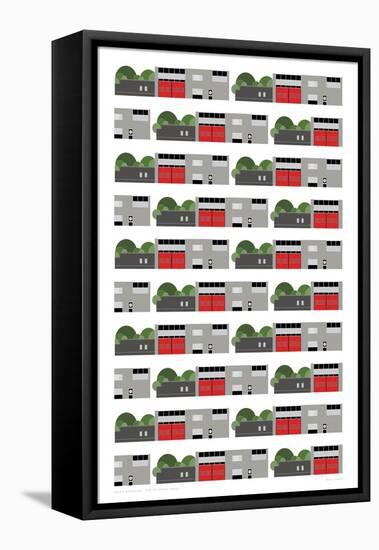 Fire Station Repeat Print-Sarah Evans-Framed Stretched Canvas