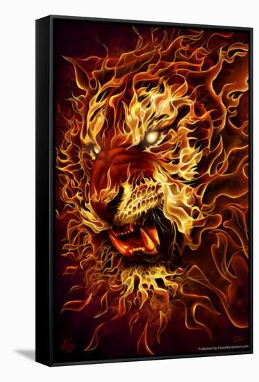 Fire Tiger by Tom Wood Poster-Tom Wood-Framed Stretched Canvas