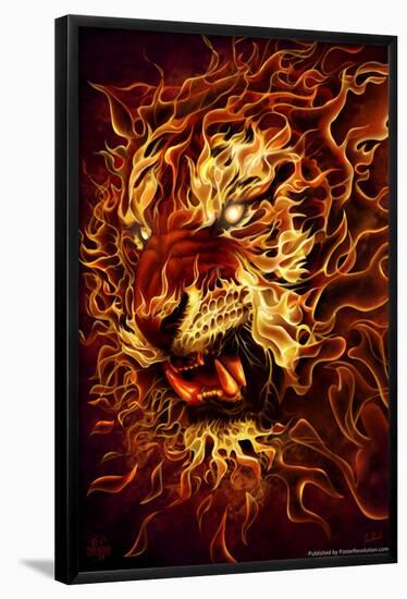 Fire Tiger by Tom Wood Poster-Tom Wood-Framed Poster