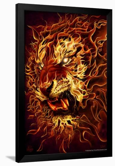 Fire Tiger by Tom Wood Poster-Tom Wood-Framed Poster