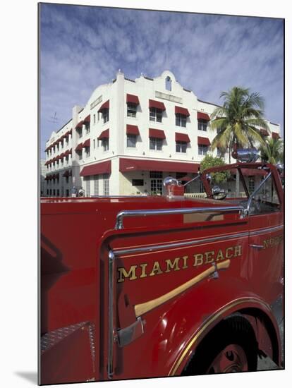 Fire Truck on Ocean Drive, South Beach, Miami, Florida, USA-Robin Hill-Mounted Photographic Print