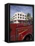 Fire Truck on Ocean Drive, South Beach, Miami, Florida, USA-Robin Hill-Framed Stretched Canvas