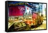 Fire truck - Times Square - Manhattan - New York City - United States-Philippe Hugonnard-Framed Stretched Canvas