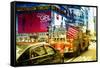 Fire truck - Times Square - Manhattan - New York City - United States-Philippe Hugonnard-Framed Stretched Canvas
