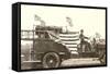 Fire Truck with Flags-null-Framed Stretched Canvas