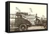 Fire Truck with Flags-null-Framed Stretched Canvas