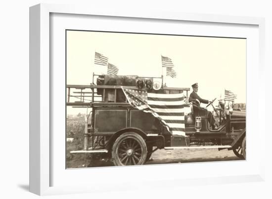 Fire Truck with Flags-null-Framed Art Print