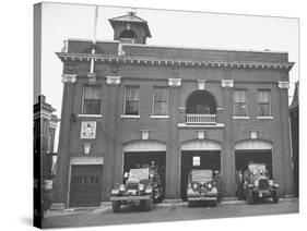 Fire Trucks Sitting Ready to Go at a Firehouse-Hansel Mieth-Stretched Canvas