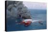 Fireboats Spraying Burning Mega Borg Tanker-null-Stretched Canvas