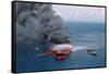 Fireboats Spraying Burning Mega Borg Tanker-null-Framed Stretched Canvas