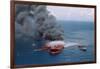 Fireboats Spraying Burning Mega Borg Tanker-null-Framed Photographic Print