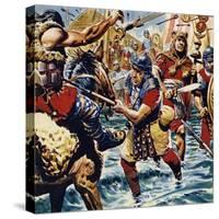Fired Up by the Bravery of the Standard-Bearer, the Other Roman Legions Gained Courage-C.l. Doughty-Stretched Canvas