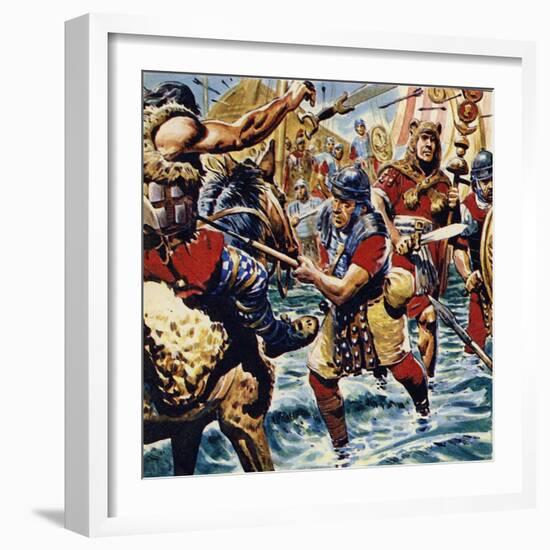 Fired Up by the Bravery of the Standard-Bearer, the Other Roman Legions Gained Courage-C.l. Doughty-Framed Giclee Print