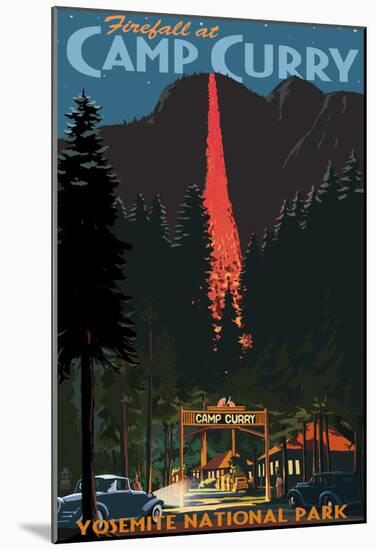 Firefall And Camp Curry - Yosemite National Park, California-null-Mounted Poster