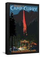 Firefall And Camp Curry - Yosemite National Park, California-null-Framed Poster