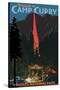 Firefall and Camp Curry - Yosemite National Park, California-Lantern Press-Stretched Canvas