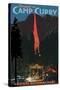 Firefall and Camp Curry - Yosemite National Park, California-Lantern Press-Stretched Canvas