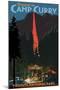 Firefall and Camp Curry - Yosemite National Park, California-Lantern Press-Mounted Art Print