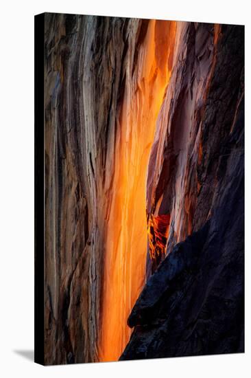 Firefall Detail, Horsetail Falls with Sun and Light, Yosemite National Park-Vincent James-Stretched Canvas