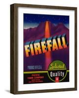 Firefall Vegetable Label - San Jose, CA-Lantern Press-Framed Art Print
