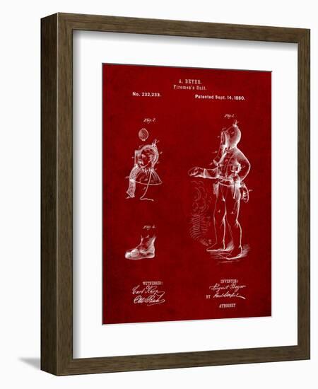 Firefighter Suit 1880 Patent-Cole Borders-Framed Art Print
