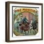 Firefighters Brand Cigar Outer Box Label, Fireman with Horse-Drawn Engine-Lantern Press-Framed Art Print