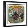 Firefighters Brand Cigar Outer Box Label, Fireman with Horse-Drawn Engine-Lantern Press-Framed Art Print