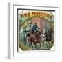 Firefighters Brand Cigar Outer Box Label, Fireman with Horse-Drawn Engine-Lantern Press-Framed Art Print