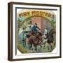 Firefighters Brand Cigar Outer Box Label, Fireman with Horse-Drawn Engine-Lantern Press-Framed Art Print