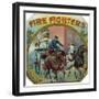 Firefighters Brand Cigar Outer Box Label, Fireman with Horse-Drawn Engine-Lantern Press-Framed Art Print