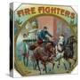 Firefighters Brand Cigar Outer Box Label, Fireman with Horse-Drawn Engine-Lantern Press-Stretched Canvas