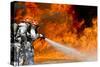 Firefighters Combat a Jp-8 Jet Fuel Fire-null-Stretched Canvas