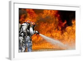 Firefighters Combat a Jp-8 Jet Fuel Fire-null-Framed Photographic Print