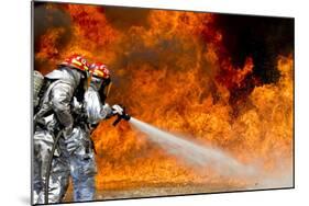 Firefighters Combat a Jp-8 Jet Fuel Fire-null-Mounted Photographic Print