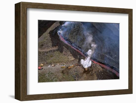 Firefighters Divert Lava Flow-Vittoriano Rastelli-Framed Photographic Print