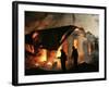 Firefighters Extinguish a Fire in the Farmer's Palace, Outside St. Petersburg, Russia-null-Framed Photographic Print