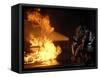 Firefighters Extinguishing a Simulated Battery Fire-Stocktrek Images-Framed Stretched Canvas