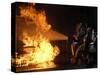 Firefighters Extinguishing a Simulated Battery Fire-Stocktrek Images-Stretched Canvas