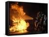 Firefighters Extinguishing a Simulated Battery Fire-Stocktrek Images-Framed Stretched Canvas