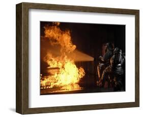 Firefighters Extinguishing a Simulated Battery Fire-Stocktrek Images-Framed Photographic Print